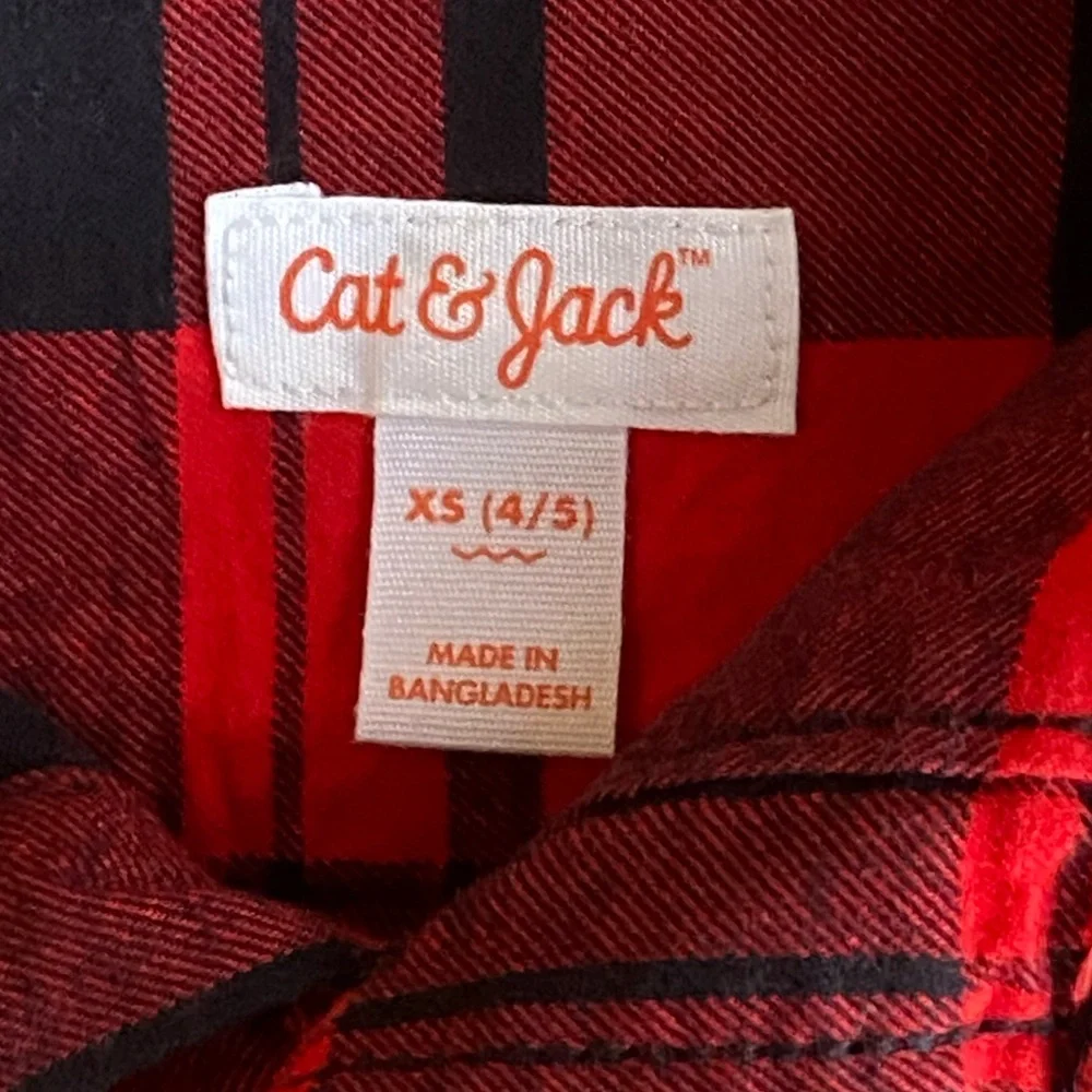 Cat & Jack Red Plaid Button Down Shirt Size XS (4/5) Great Condition